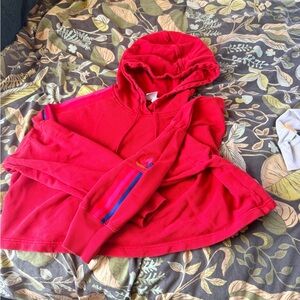 adidas Women's Red Hoodie with Blue Accents